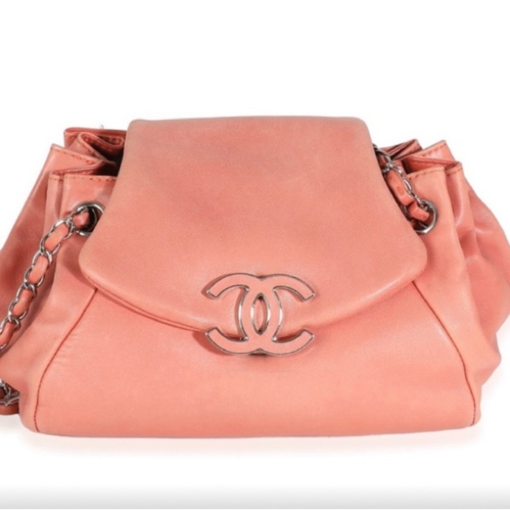 CHANEL CORAL LAMBSKIN SENSUAL CC ACCORDION FLAP BAG